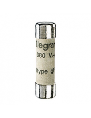 Cartouche industrielle cylindrique type gG 8x32mm sans voyant 10A LEGRAND 012310