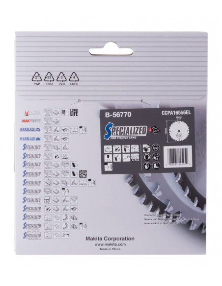 Lame de scie circulaire alliage T.C.T spécialisé 165 x 20 mm 56 dents MAKITA B-56770