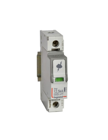 Parafoudre pour protection générale de tableau principal type T1 + type T2 Iimp 12,5kA par pôle -1 Pôle 1 module LEGRAND 412270