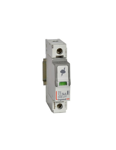 Parafoudre pour protection générale de tableau principal type T1 + type T2 Iimp 12,5kA par pôle -1 Pôle 1 module LEGRAND 412270