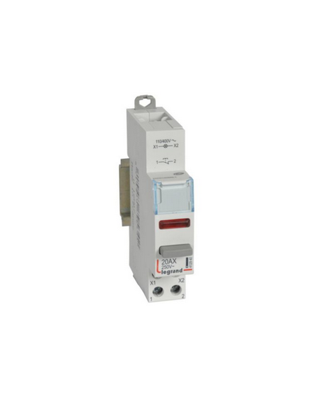 Poussoir modulaire double fonction contact 1NF + voyant LED rouge 110V~ à 400V~ 1 module LEGRAND 412940