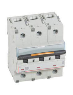 Disjoncteur DX³ 25kA arrivée haute et départ bas à vis 3 Pôles 400V 80A courbe C 4,5 modules LEGRAND 409788 2