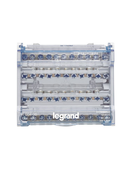 Répartiteur modulaire à barreaux étagés tétrapolaire 100A 10 départs 6 modules LEGRAND 400406