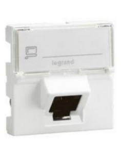 Prise RJ45 catégorie 6 FTP inclinée à 45° Mosaic 2 modules blanc LEGRAND 076505