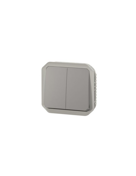 Double Va et vient ou poussoir Plexo composable gris LEGRAND 069525L
