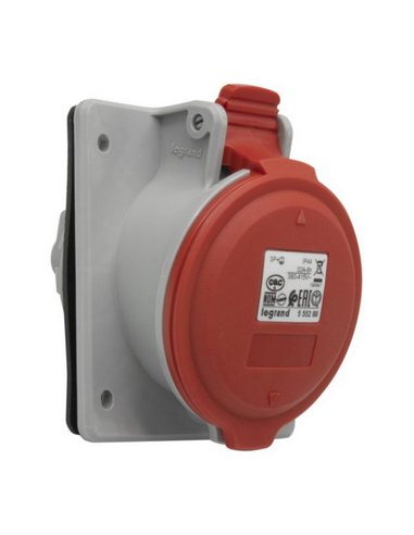 Prise à entraxes unifiés fixe P17 IP44 32A de 380V à 415V 3P+T LEGRAND 555288