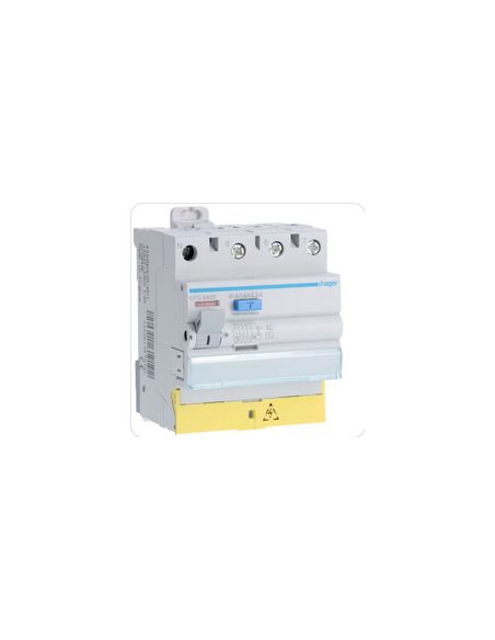 Interrupteur différentiel 3P+N 40A 300mA type AC à bornes décalées HAGER CFC840F