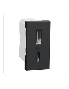 Unica chargeur USB double 15W type A+C 1 module anthracite méca seul SCHNEIDER NU301654 2