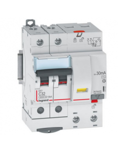 Disjoncteur différentiel monobloc DX³6000 10kA à vis 2 Pôles de 230V~ à 400V~ 32A type AC 30mA LEGRAND 411161