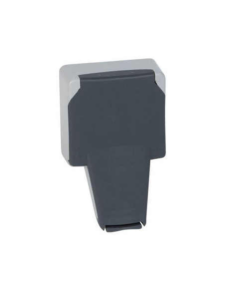 Prise de courant étanche 2P+T avec volet IP66 fiche engagée Plexo composable 16A 250V gris LEGRAND 090485