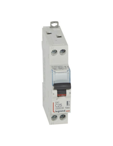 Disjoncteur DX³6000 arrivée haute et départ bas à vis 1 Pôle 230V~ à 400V~ 10A courbe C - 1 module LEGRAND 407652