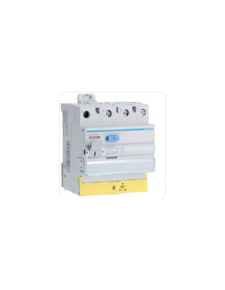 Interrupteur Différentiel Tétrapolaire 63A 30Ma Type AC Bornes décalées HAGER CDC863F