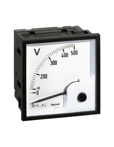Voltmètre analogique 500V à fût carré 68x68mm LEGRAND 014661