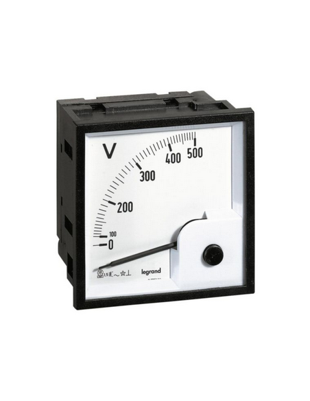 Voltmètre analogique 500V à fût carré 68x68mm LEGRAND 014661