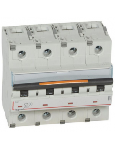 Disjoncteur DX³ 25kA arrivée haute et départ bas à vis 4 Pôles 400V~ 100A courbe C 6 modules LEGRAND 409802 2