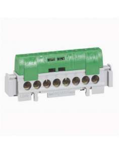 Bornier de répartition isolé IP2X terre 1 connexion 6mm² à 25mm² vert longueur 141mm LEGRAND 004835