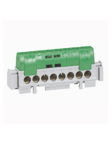 Bornier de répartition isolé IP2X terre 1 connexion 6mm² à 25mm² vert longueur 141mm LEGRAND 004835