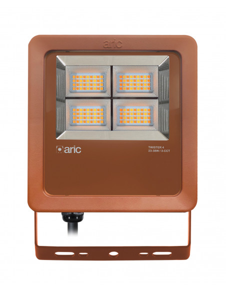 PROJECTEUR TWISTER 4 corten 3CCT 23-38W IP66 IK08 2200K/3000K/4000K 38W 5700lm 90° 50000h ARIC 51685