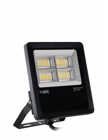 PROJECTEUR TWISTER 4 noir 23W 3CCT IP66 IK08 2200K/3000K/4000K 3570lm 90° 50000h ARIC 51686