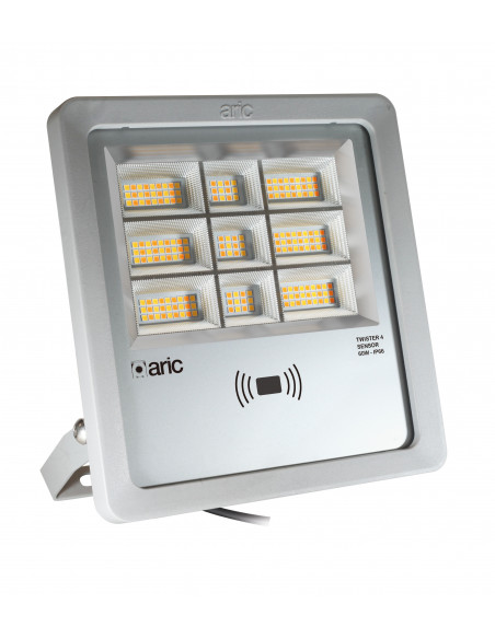 PROJECTEUR TWISTER 4 SENSOR gris 60W 3CCT IP66 IK08 2200K/3000K/4000K 8400lm 90° 50000h ARIC 51692