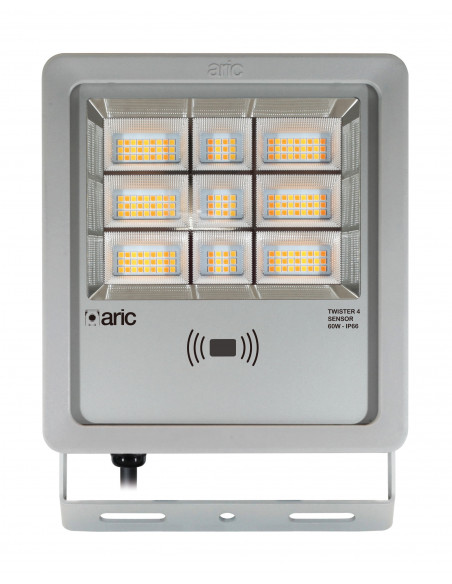 PROJECTEUR TWISTER 4 SENSOR gris 60W 3CCT IP66 IK08 2200K/3000K/4000K 8400lm 90° 50000h ARIC 51692