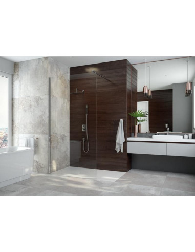 Paroi de douche OPEN 2 douche ouverte 140 verre transparent profilé brillant LEDA L13OP61433