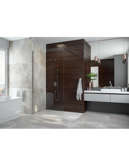 Paroi de douche OPEN 2 douche ouverte 140 verre transparent profilé brillant LEDA L13OP61433