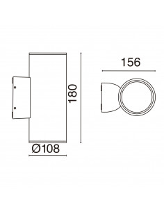 Applique BUIT D108 IP65 LED COB 2x12W 1260lm 855lm CRI80 3000K 12º 12º up-down Anthracite NOVOLUX LIGHTING 1084D-L3126A10-04 2