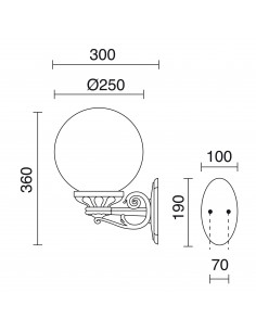 Applique classique INDURA GLOBO IP65 E27 70W Noir NOVOLUX LIGHTING 151A-G05X1A-02 2