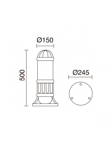 Borne SAURO IP55 E27 30W 500mm Noir NOVOLUX LIGHTING 272A-G05X1A-02