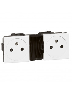 Double prise de courant 2P+T Surface pré-câblées Mosaic 2x2 modules blanc LEGRAND 077134 2