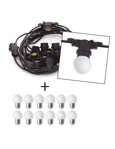 Guirlande PORTOFINO IP65 E27 LED Bulb 12x3W 330lm(2400lm) CRI80 3000K Noir NOVOLUX LIGHTING 858AK-632J-01