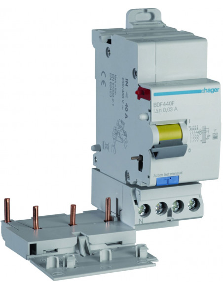Bloc différentiel 3P+N 40A 30mA type F HAGER BDF440F