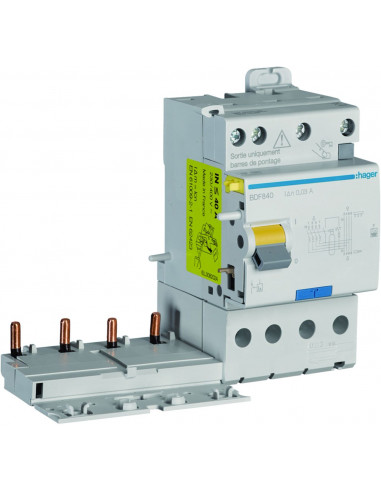 Bloc différentiel 4 Pôles double sortie 40A 30mA type F HAGER BDF840