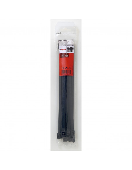 20 Colliers de serrage Colson intérieur/extérieur largeur 7,6mm longueur 260mm noir LEGRAND 098467