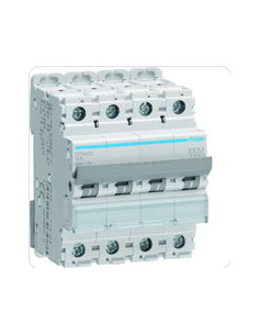 Disjoncteur 4 Pôles 25kA courbe D 20A 4 modules HAGER NSN420 2