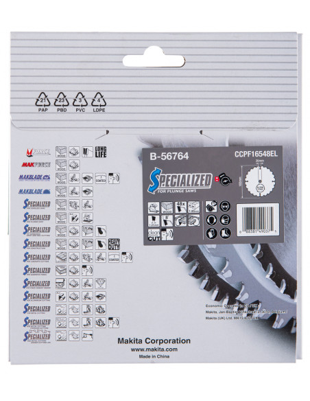 Lame de scie circulaire alliage T.C.T spécialisé 165x20mm 48 dents MAKITA B-56764