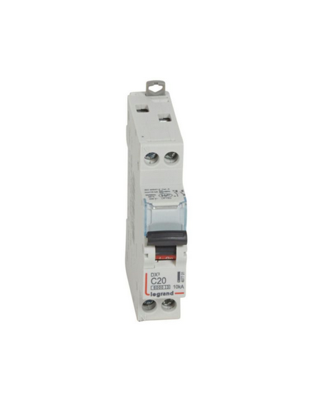 Disjoncteur DX³6000 10kA arrivée haute et départ bas à vis U+N 230V~ 20A courbe C 1 module LEGRAND 407701