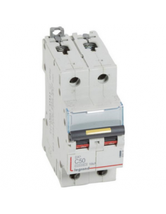 Disjoncteur DX³10000 16kA arrivée haute et départ bas à vis 2 Pôles 230V~ à 400V~ 50A courbe C 2 modules LEGRAND 409226 2