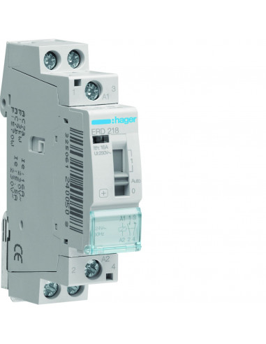 Relais de commande 16A 1F+1O Bobine 24V HAGER ERD218