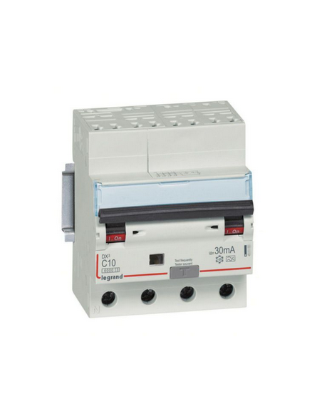 DX3 Disjoncteur Différentiel Tétrapolaire C 10A 6000A Type A 30MA 4 Modules Bornes Automatiques LEGRAND 411193