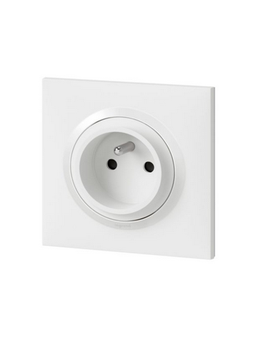 Prise de courant easyréno 2P+T 16A faible profondeur dooxie one livrée avec plaque carrée blanche et griffes LEGRAND 600728