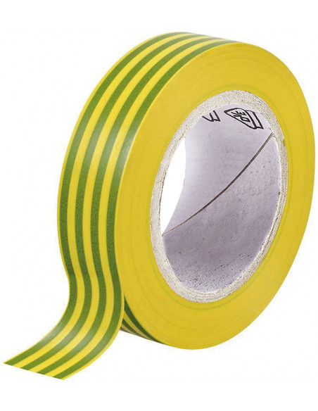 Ruban adhésif isolant PVC 15 mm x 10 m jaune-vert MICHAUD BR404
