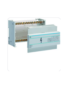 Répartiteur à barrettes étagé 90A.2 pole.2x 10-35 ² / 10x 2.5-16 ² par pole HAGER KJ01A 2