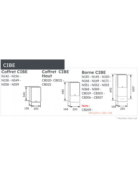 Borne CIBE nue sans face avant MICHAUD N135