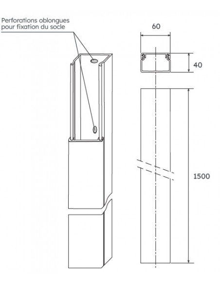 Goulotte API alimentation panneau LINKY 40x60x1500 MICHAUD P096