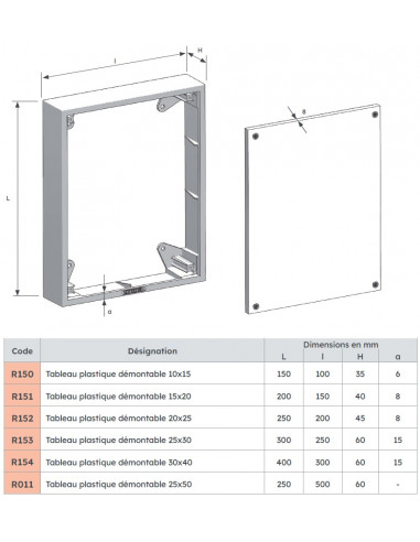Tableau plastique démontable 300 x 400 mm MICHAUD R154