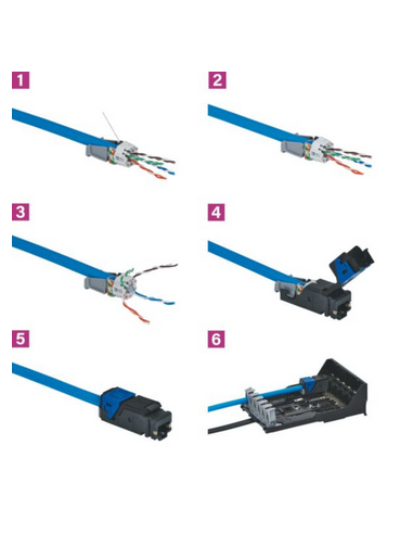 Lot de 6 connecteurs RJ45 haute densité catégorie 6 FTP LCS³ pour panneau de brassage droit et en angle LEGRAND 033764