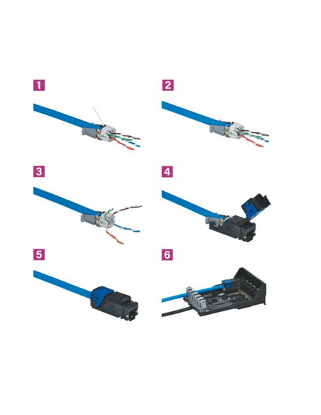Lot de 6 connecteurs RJ45 haute densité catégorie 6 FTP LCS³ pour panneau de brassage droit et en angle LEGRAND 033764