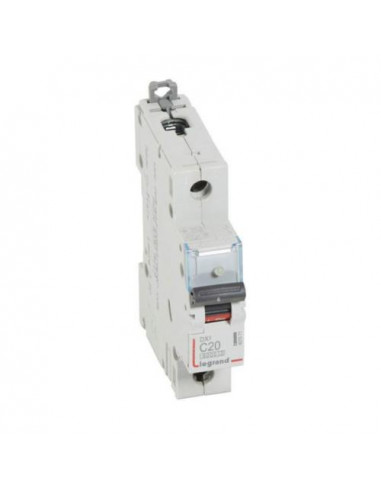 Disjoncteur DX³6000 arrivée haute et départ bas à vis 1 Pôle 230V~ à 400V~ 20A courbe C 1 module LEGRAND 407655